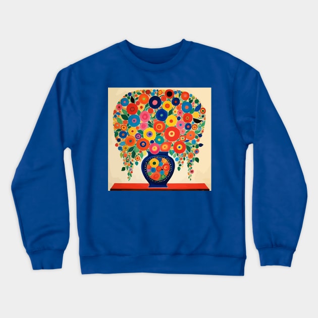 Cute Whimsical Flowers in a Blue Vase After Klimt Crewneck Sweatshirt by bragova